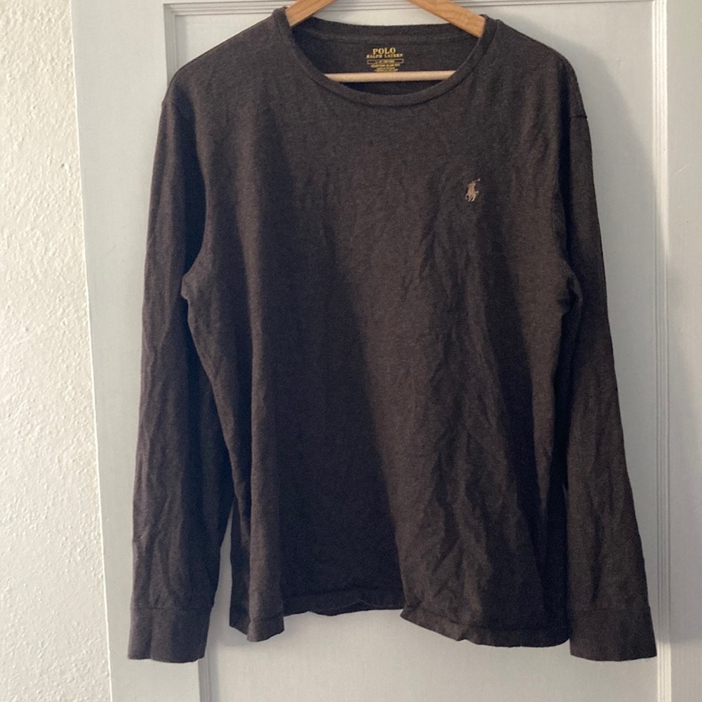 Men’s Polo Ralph Lauren Jersey Long Sleeve T-Shirt. Size Large. Color is Brown.